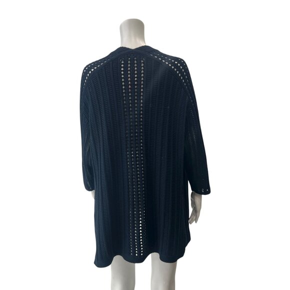 $264 Cotton by Autumn Cashmere Navy Black Open Knit Cardigan Sweater size Small - Picture 5 of 7